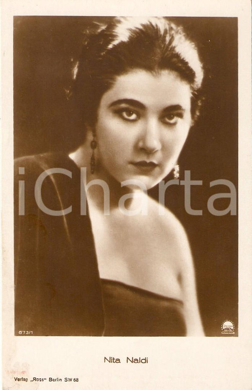 1925 ca CINEMA Actress Nita NALDI Portrait with earrings *Cartolina FP NV
