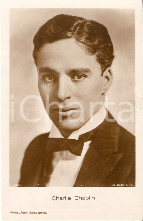1925 ca CINEMA Charlie CHAPLIN Ritratto con papillon *Cartolina FP NV