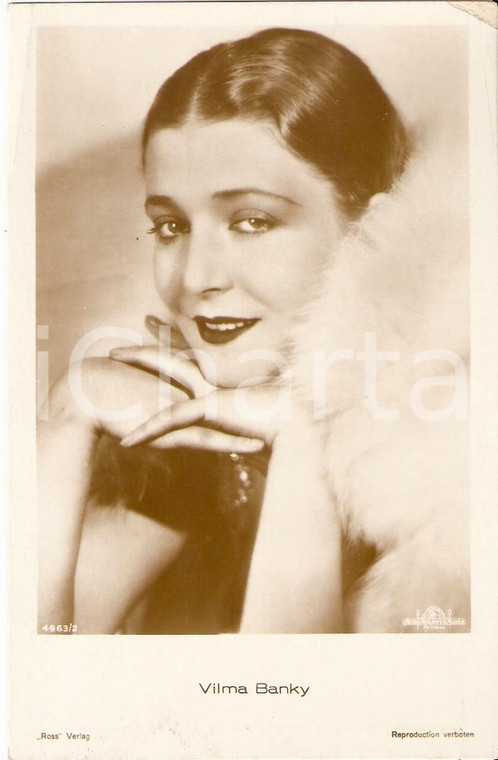 1925 ca CINEMA Attrice Vilma BANKY con collo di pelliccia *Cartolina FP NV