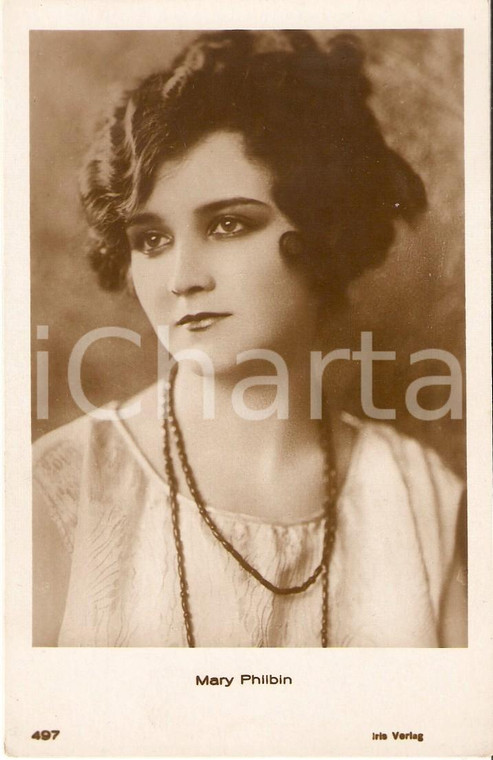 1930 ca CINEMA Actress Mary PHILBIN Portrait with necklace *Cartolina FP NV