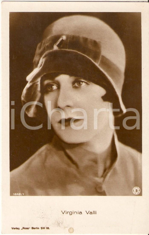 1930 ca CINEMA Attrice Virginia VALLI indossa cappello *Cartolina FP NV