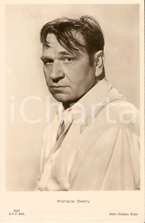 1935 ca CINEMA Actor Wallace BEERY Portrait *Cartolina FP NV