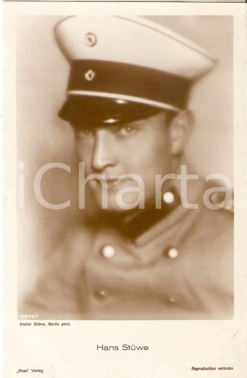 1935 ca CINEMA Attore Hans STUWE in costume militare *Cartolina FP NV