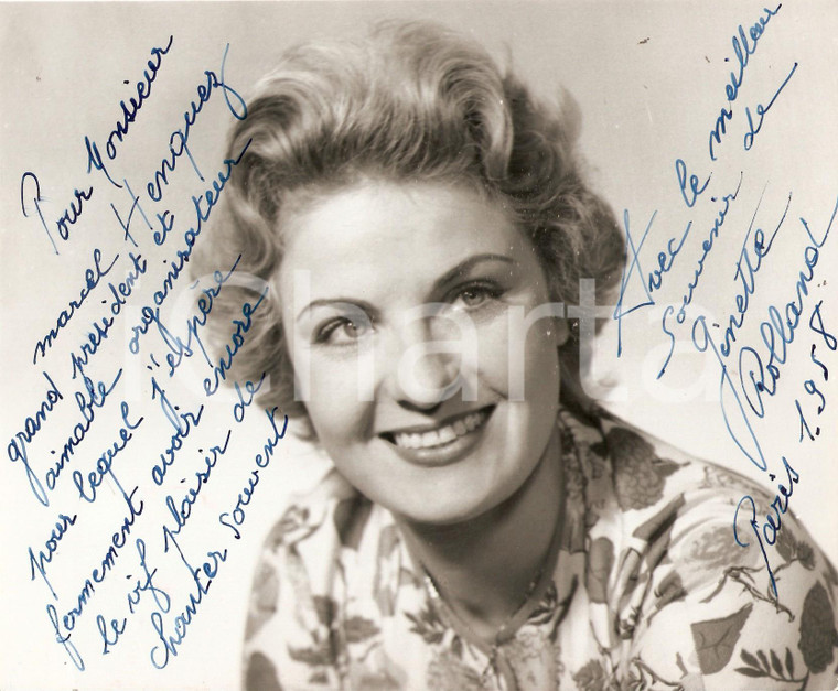 1958 PARIS Portrait de l'actrice Ginette ROLLAND *Photo avec AUTOGRAPHE