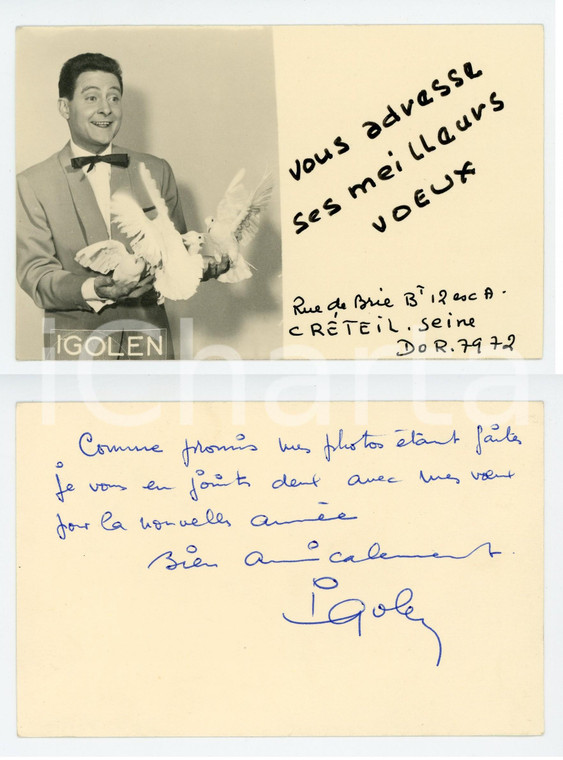 1950 ca PARIS CIRQUE Ricky IGOLEN Foto seriale con AUTOGRAFO 14x8 cm