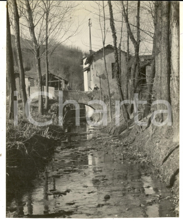 1950 ca AREA DI LECCO Veduta di campagna con torrente *Foto artistica 18x23