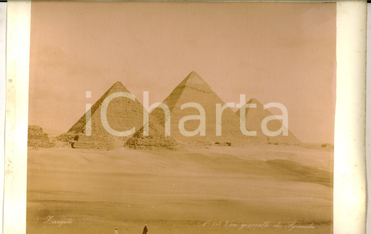 1890 ca EGYPTE Vue généralle des Pyramides *Photo Adolphe ZANGAKI  34x22 cm