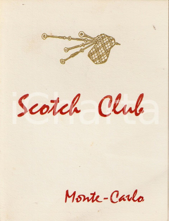 1970 ca MONTECARLO Scotch Club - Carta dei whisky *Pieghevole 12x15 cm