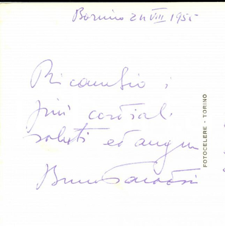 1955 BORMIO Cartolina di saluti Bruno PARADISI a un amico - AUTOGRAFO