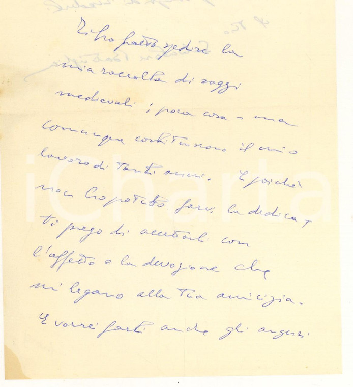 1960 ca NAPOLI Salvatore BATTAGLIA invia raccolta saggi a un collega *Autografo