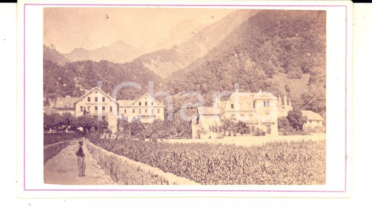 1876 VEYTAUX (SUISSE) Vue de l'Hotel MASSON *Photo ANIMEE CDV VINTAGE RARE