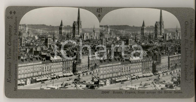 1930 ca ROUEN (FRANCE) View from across the River Seine *Stereoview KEYSTONE