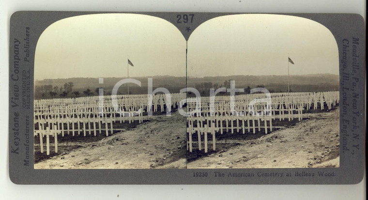 1930 ca BELLEAU WOOD (FRANCE) The American Cemetery *Stereoview KEYSTONE