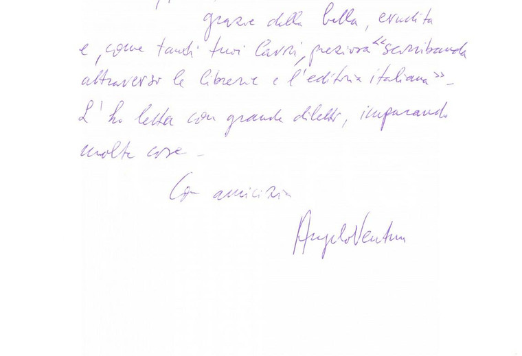 1990 Università di PADOVA Prof. Angelo VENTURA ringrazia per libro *Autografo 