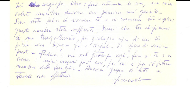 1959 NAPOLI Giancarlo MAZZACURATI grato per un libro ricevuto *Autografo