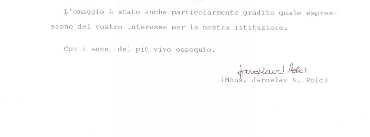 1991 ROMA Pontificia Università Lateranense - Mons. Jaroslav POLC *Autografo