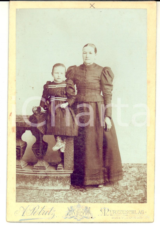 1890 ca MURZZUSCHLAG Ritratto di madre e figlia *Foto Anton PETRITZ 11x16 cm
