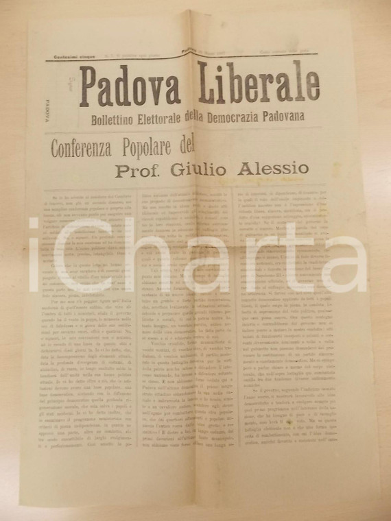 1897 PADOVA LIBERALE Conferenza popolare del prof. Giulio ALESSIO *Giornale