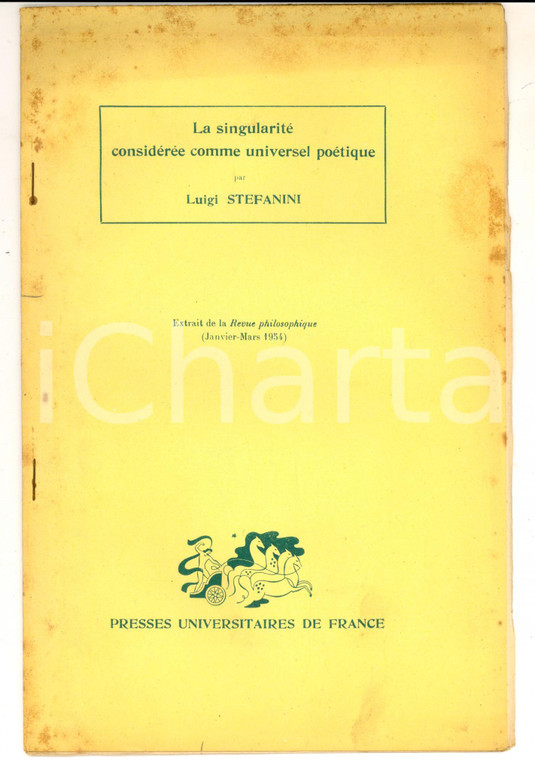 1954 Luigi STEFANINI La singularité considérée comme universel poétique
