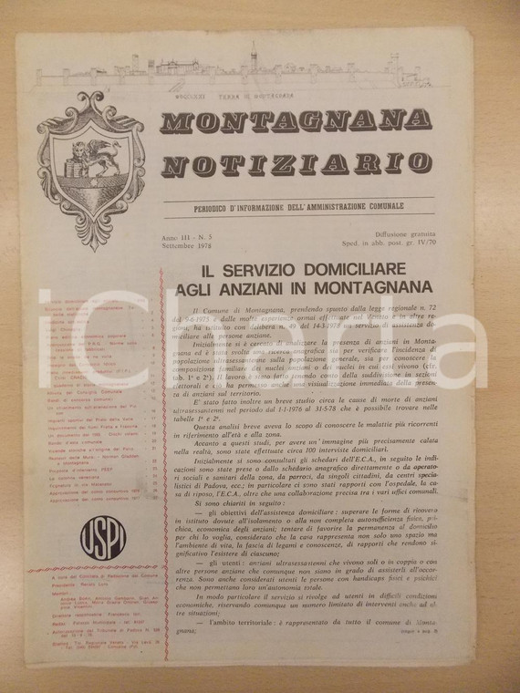 1978 MONTAGNANA NOTIZIARIO Inquinamento dei fiumi FRATTA e FRASSINE Anno III n.5