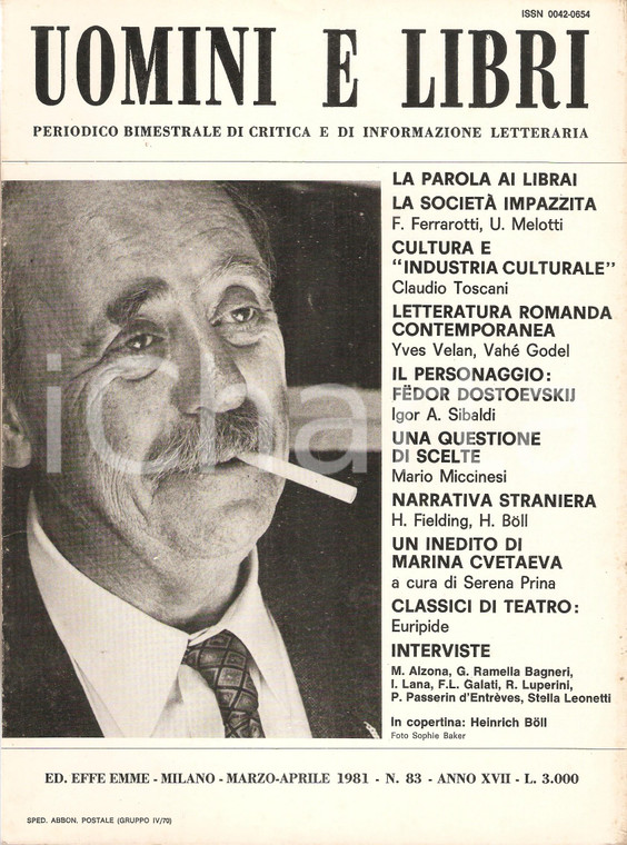 1981 UOMINI E LIBRI n.83 Marina CVETAEVA Poesia inedita "Il discepolo" *Rivista