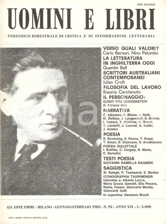 1983 UOMINI E LIBRI 92 Guido VITA SCHOENSTEIN raccontato da Adriano BON Rivista