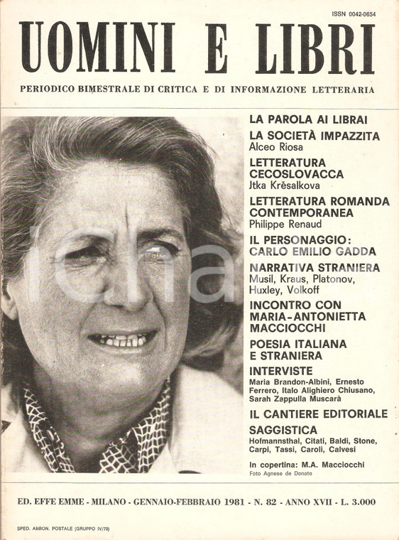 1981 UOMINI E LIBRI n.82 Intervista a Maria Antonietta MACCIOCCHI *Rivista 