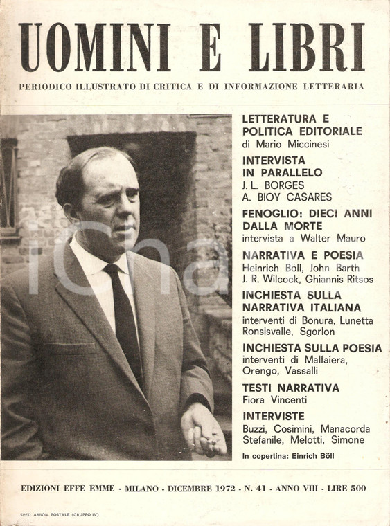 1972 UOMINI E LIBRI n.41 Beppe FENOGLIO 10 anni dalla morte Walter MAURO Rivista