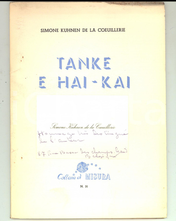 1955 Simone KUHNEN DE LA COEUILLERIE Tanke e Hai-Kai *Invio AUTOGRAFO