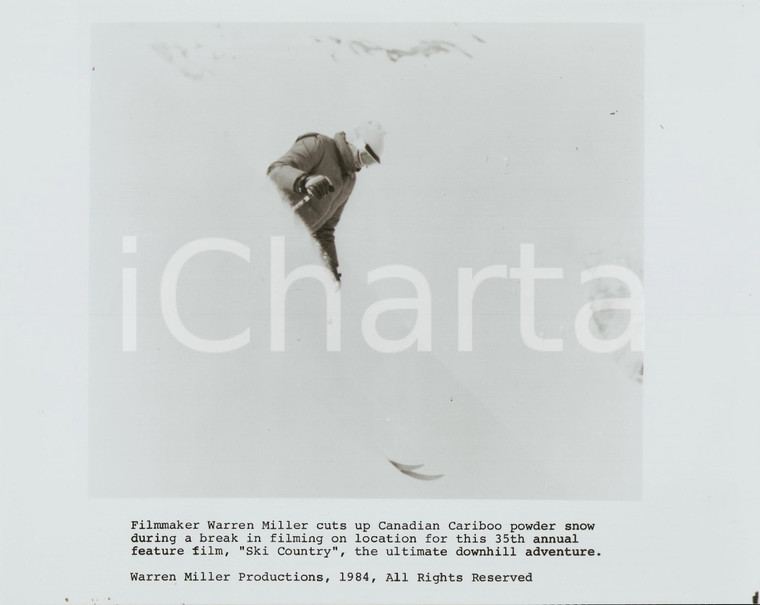 1984 CANADA Filmmaker Warren MILLER skis during a break of filming SKI COUNTRY