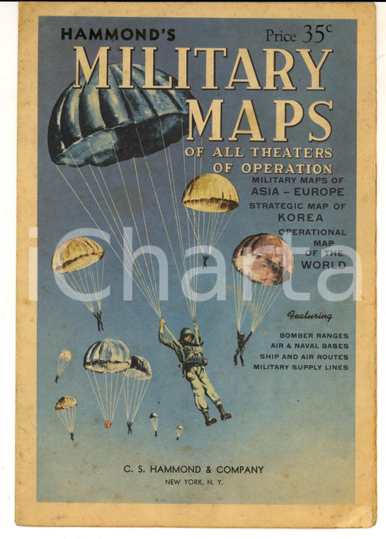 1955 ca HAMMOND'S Military maps of Asia - Europe - Korea - World *VINTAGE 4 maps