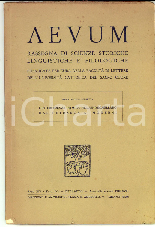 1940 Maria Angela SERRETTA L'interferenza ritmica nell'endecasillabo *AEVUM 