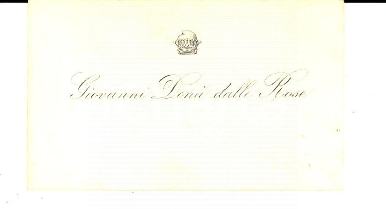 1895 PADOVA Nobile Giovanni DONA' DALLE ROSE *Biglietto da visita autografo