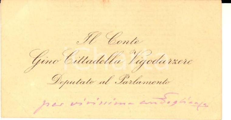 1910 ca PADOVA Conte Gino CITTADELLA VIGODARZERE - Biglietto da visita autografo