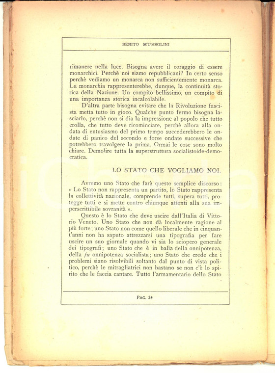 1923 Benito MUSSOLINI I discorsi della rivoluzione - Ed. IMPERIA DANNEGGIATO 