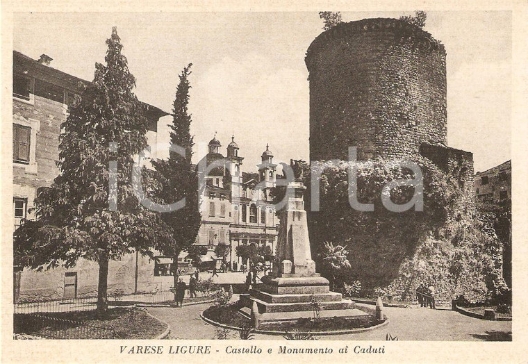 1955 ca VARESE LIGURE (SP) Castello FIESCHI  e Monumento ai Caduti *Cartolina FG 