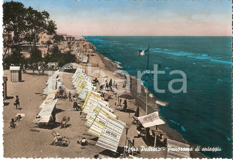 1955 ca RIMINI - TORRE PEDRERA Stabilimento balneare AMERIGO *Cartolina FG NV 