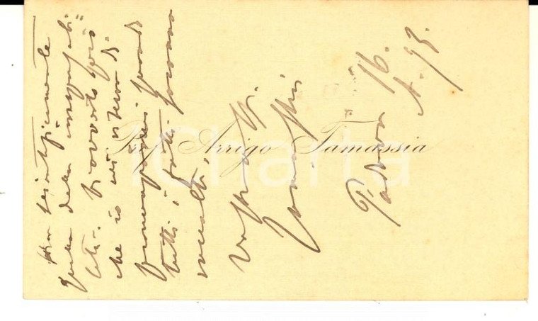 1893 PADOVA Prof. Arrigo TAMASSIA - Biglietto da visita autografo 