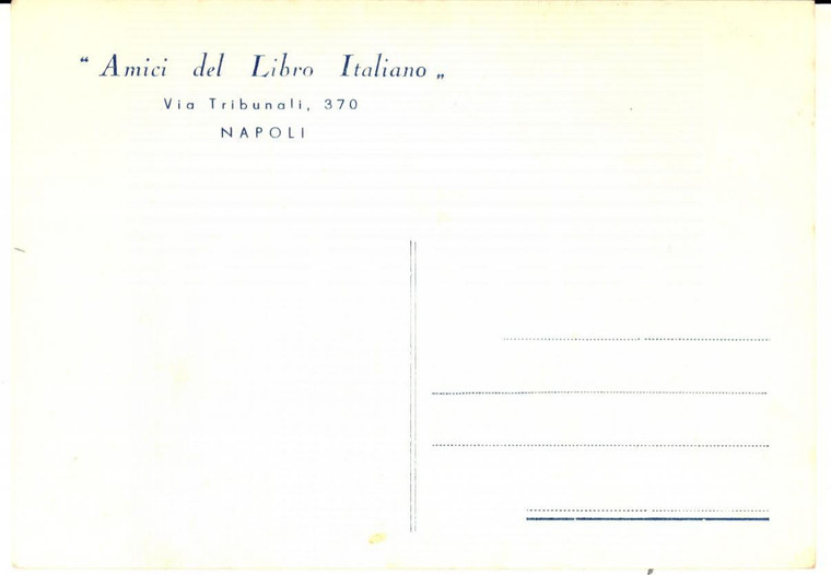 1961 NAPOLI AMICI DEL LIBRO ITALIANO - Cartolina postale intestata FG 
