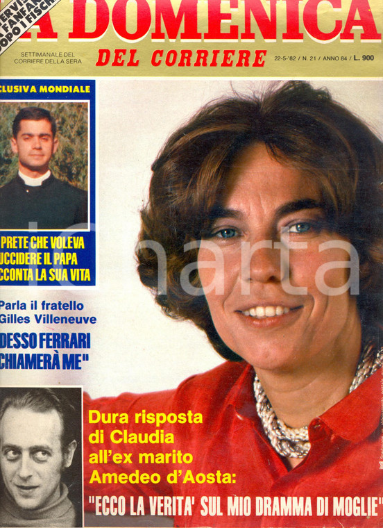 1982 DOMENICA DEL CORRIERE Claudia d'Orléans all'ex marito Amedeo d'Aosta 