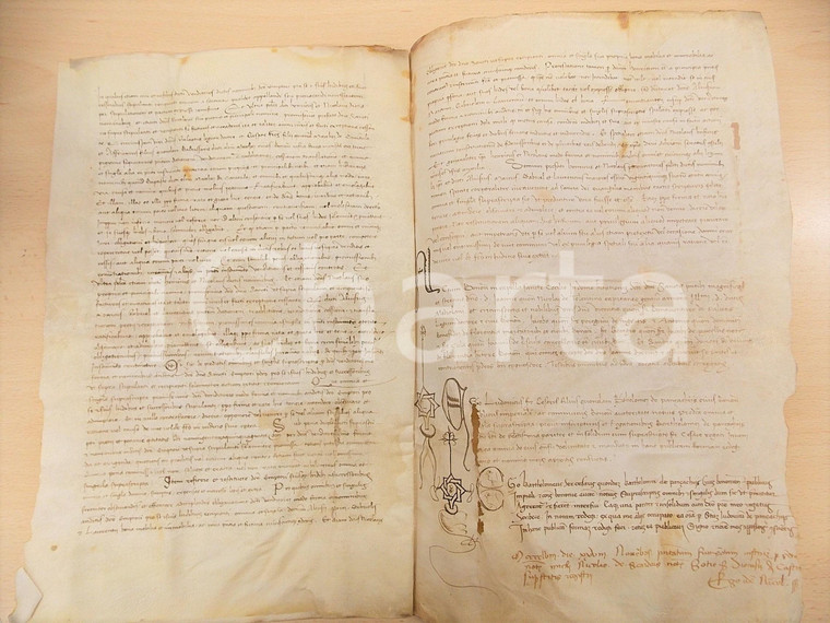 1458 BOLOGNA Sante BENTIVOGLIO acquista beni di Giovanna CANETOLI *Pergamena
