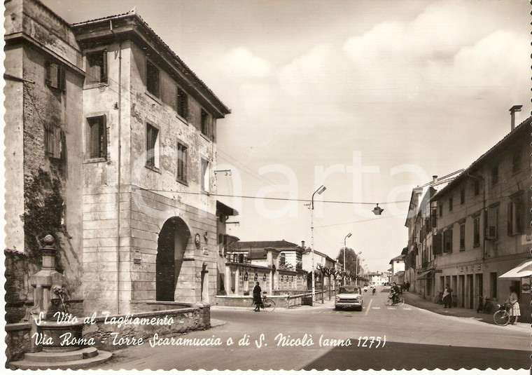 1960 ca SAN VITO AL TAGLIAMENTO Torre Scaramuccia e via Roma *Cartolina FG NV 