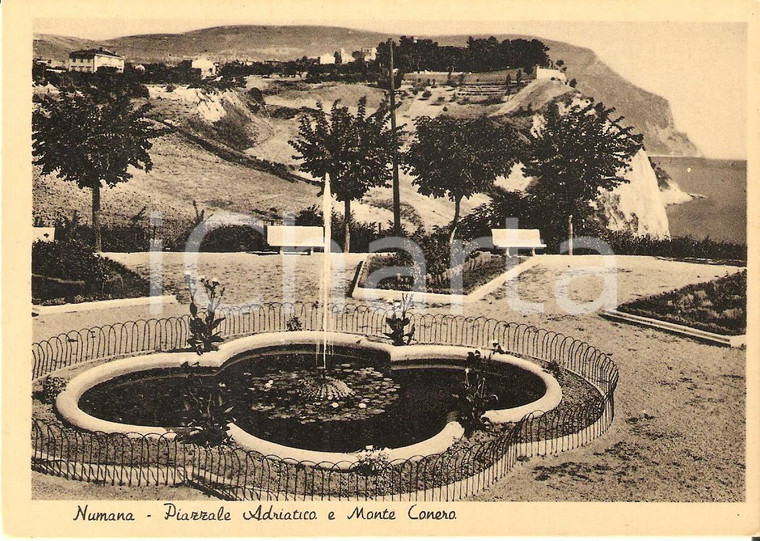 1955 ca NUMANA (AN) Piazzale Adriatico e Monte Conero - Panorama Cartolina FG NV 