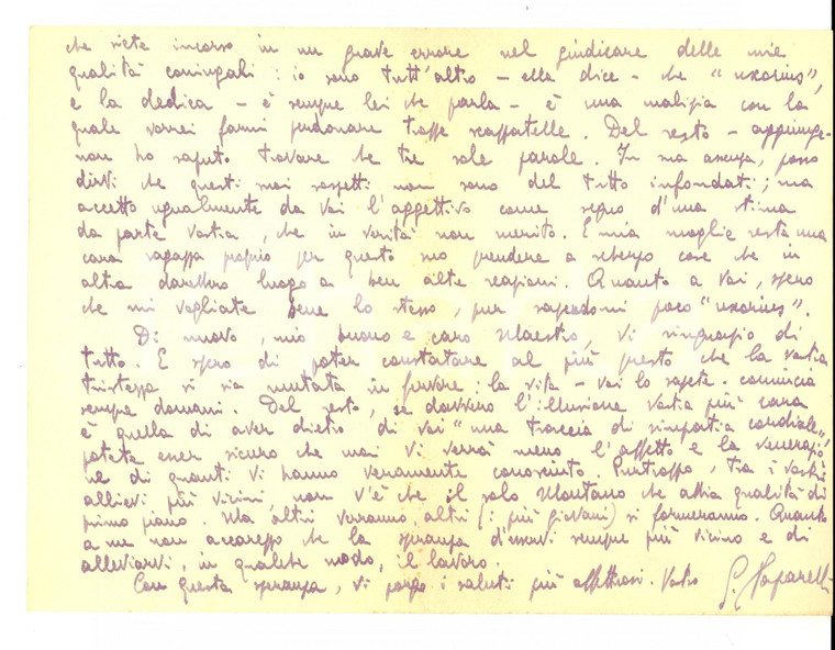 1947 SESSA AURUNCA Gioacchino PAPARELLI a un collega che invecchia *Autografo