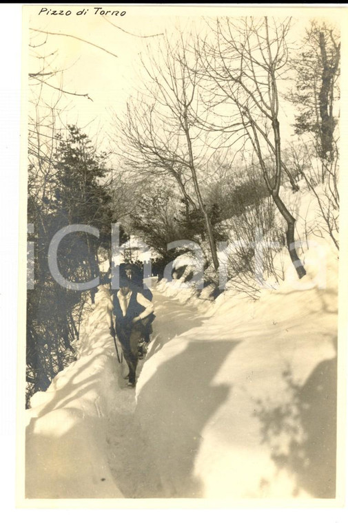 1917 PIZZO DI TORNO Escursionisti in salita nella neve - Foto VINTAGE 10x14 cm