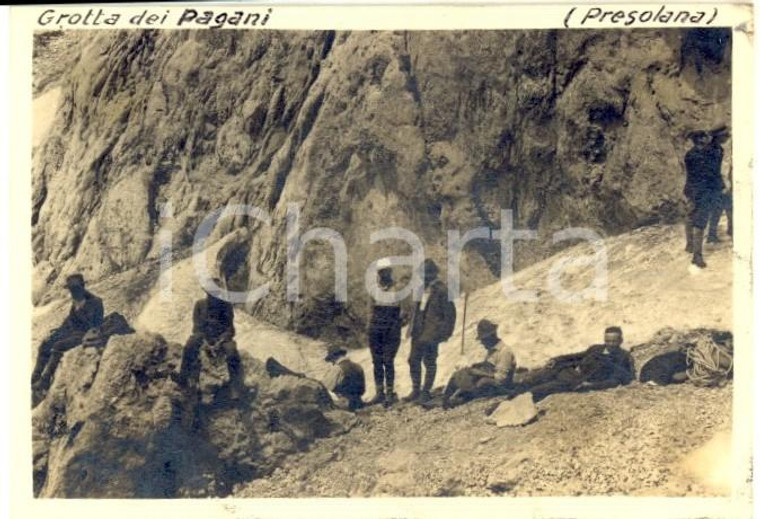 1917 Massiccio della PRESOLANA - Escursione alla GROTTA DEI PAGANI *Foto 9x6 cm
