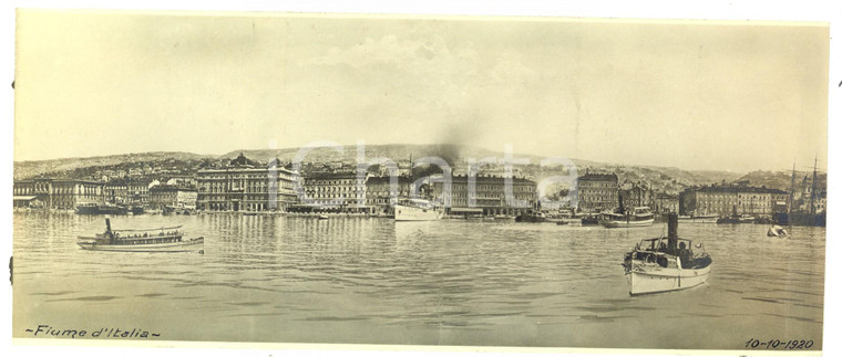1920 FIUME D'ITALIA (ISTRIA) Veduta della città dal mare *Foto ANIMATA 24x10 cm