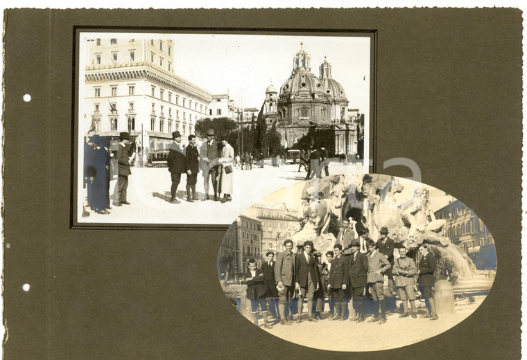 1921 ROMA Turisti in piazza Venezia e piazza Navona *Collage 2 foto VINTAGE