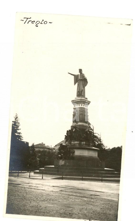 1919 TRENTO Veduta del monumento a Dante Alighieri *Foto VINTAGE 7x12 cm