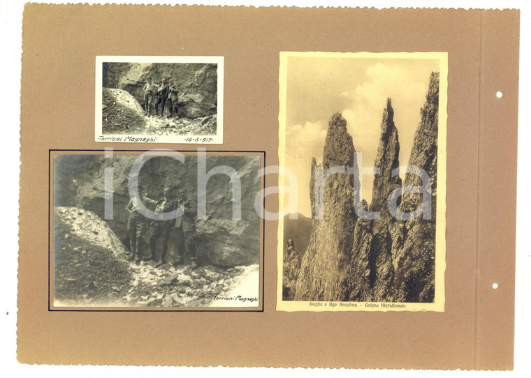 1917 GRUPPO DELLE GRIGNE  Escursionisti ai Torrioni Magnaghi *Collage 2 foto